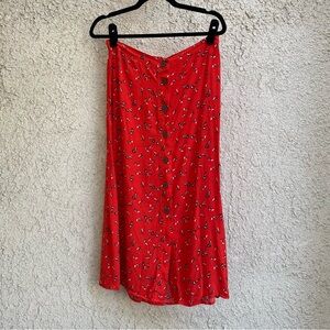Gap Red Button Down Floral Skirt